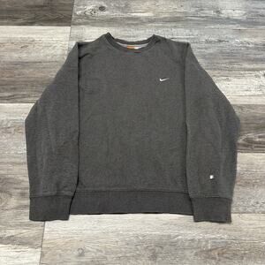 Nike Athletic Dept Club‎ Fleece Gray Mens L Crew Neck Pullover Swoosh Sweatshirt